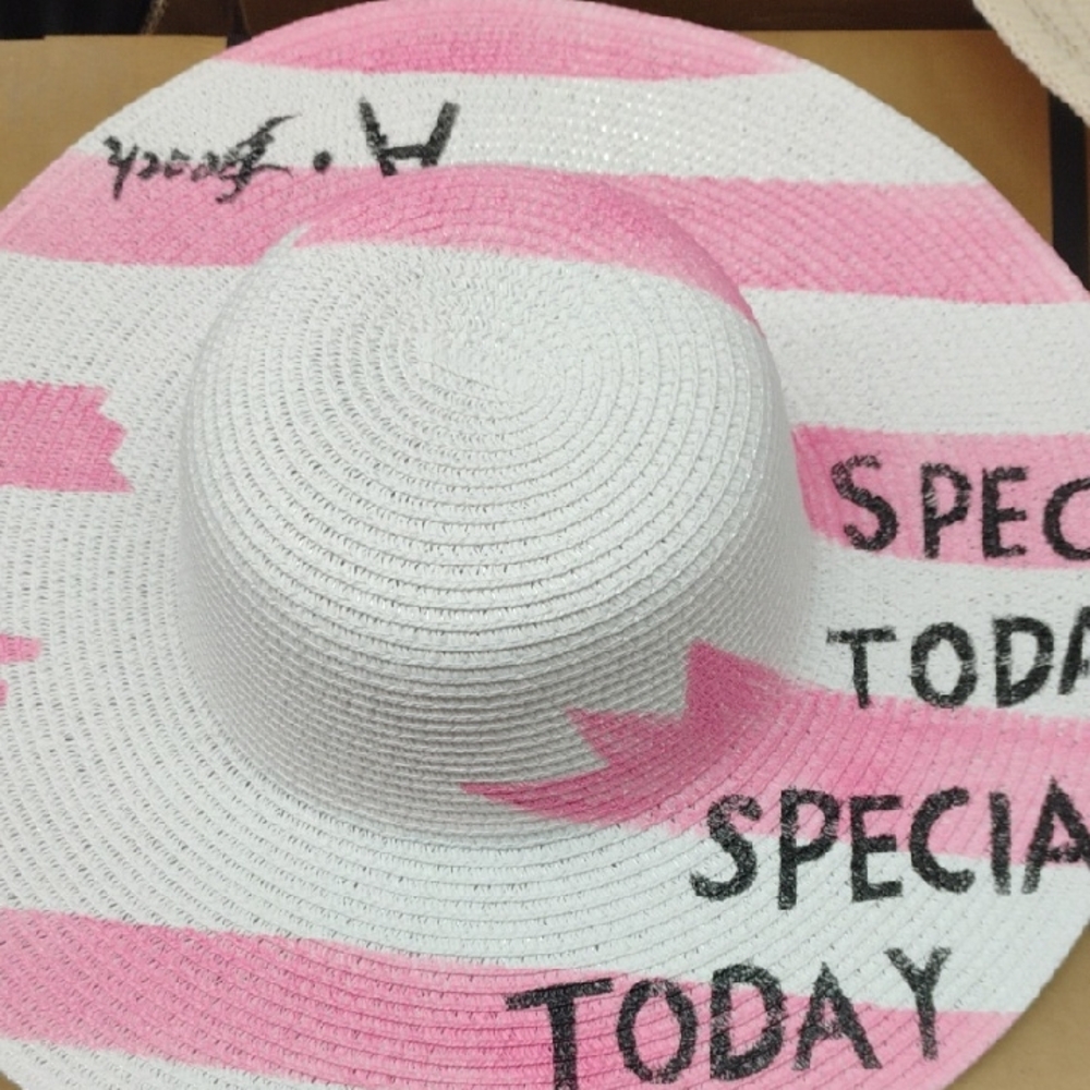 Pink and White Striped Sun Hat